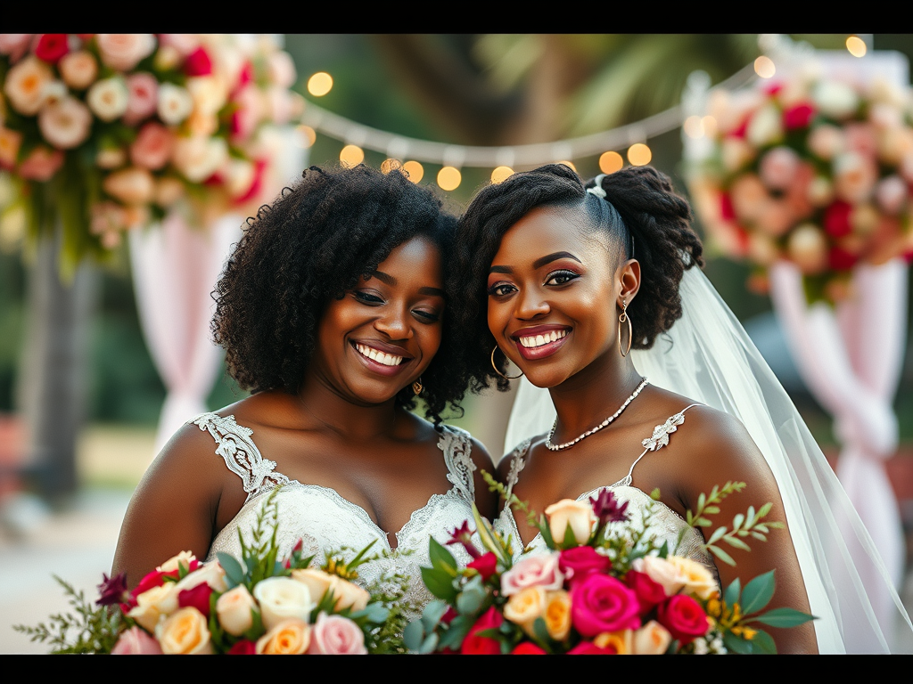 african american female couple getting married