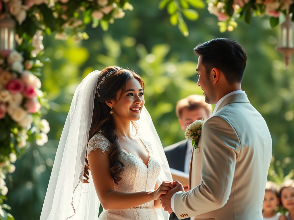 white male and female couple getting married